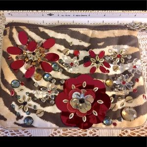 Express Floral Beaded&Animal Print Wristlet